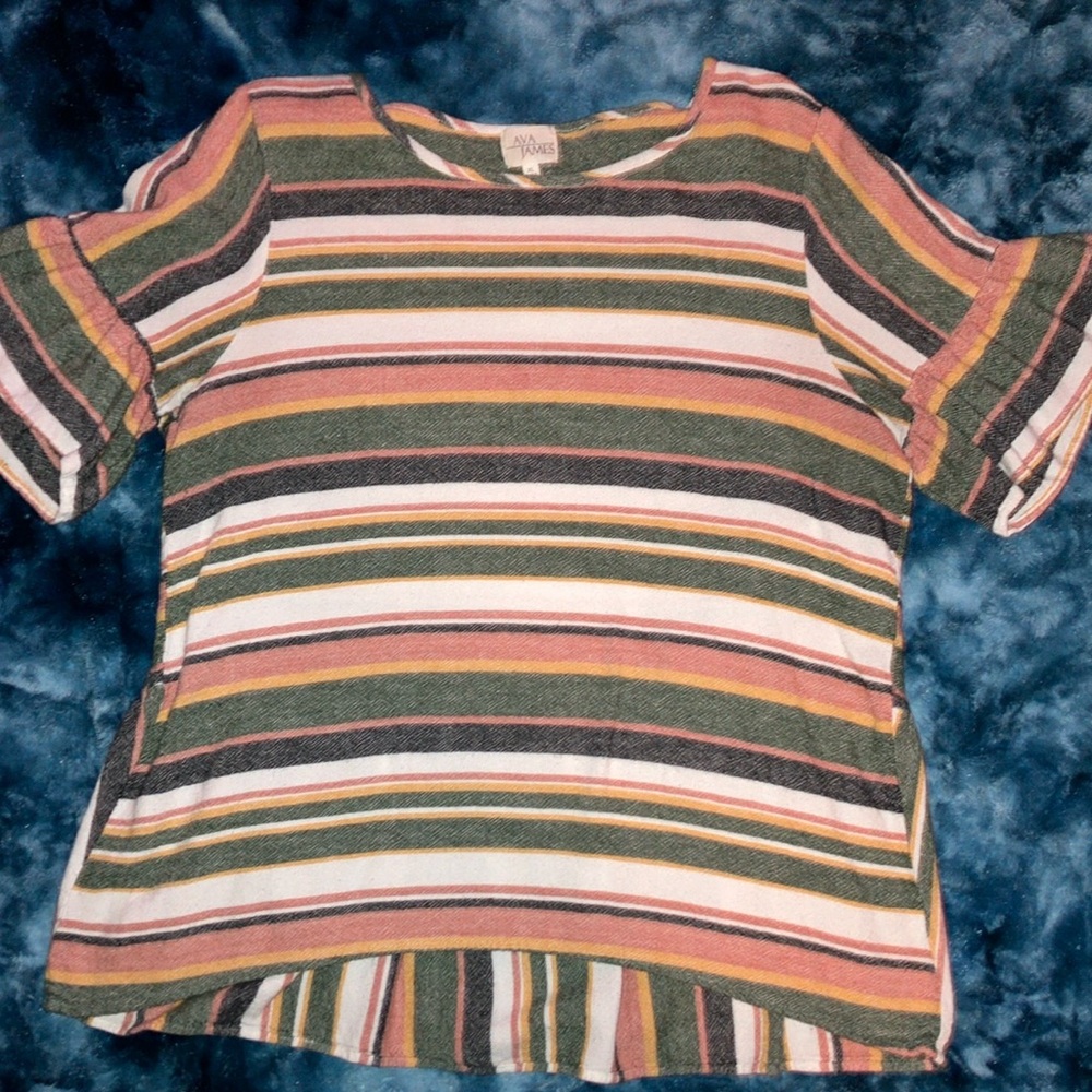 3for$15💞 Ava James XL striped flowy cap sleeve shirt